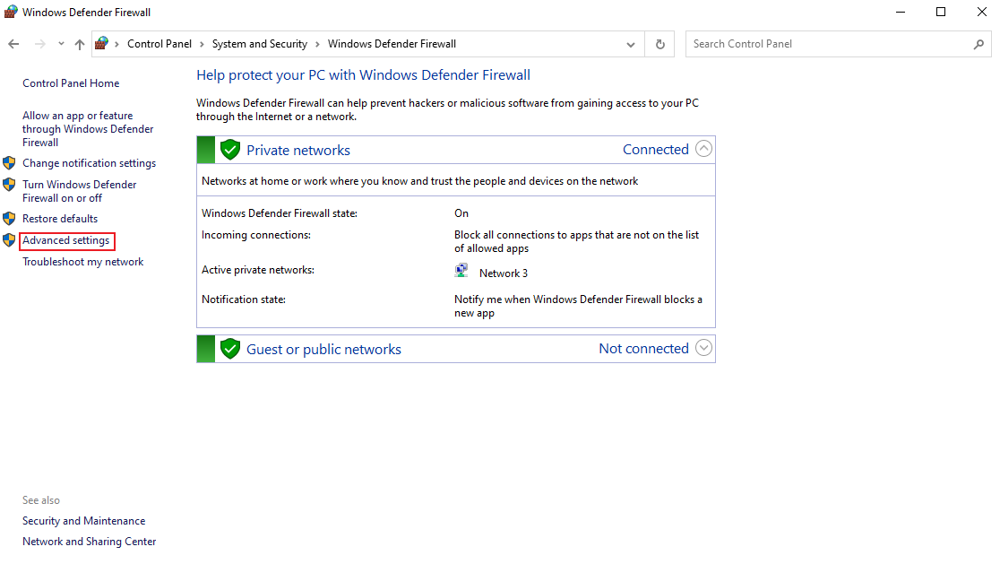 Click Advanced Settings